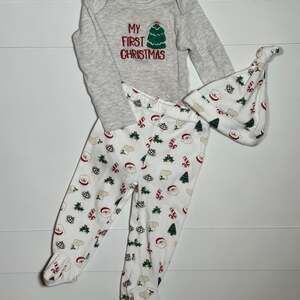 Chickpea Baby 1st Christmas 3-piece Outfit Sz 6-9M